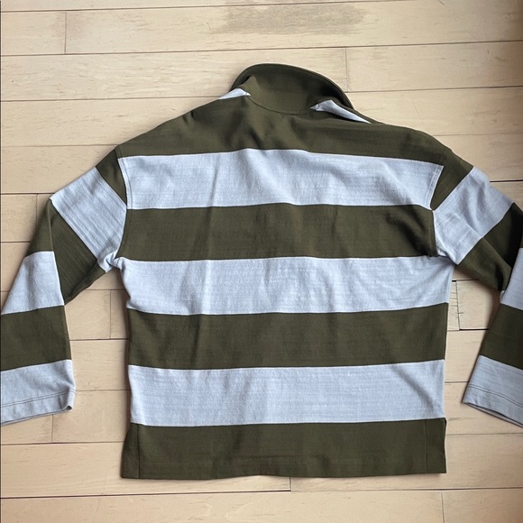 Madewell Olive and Light Blue Striped Polo Shirt - Picture 5 of 6